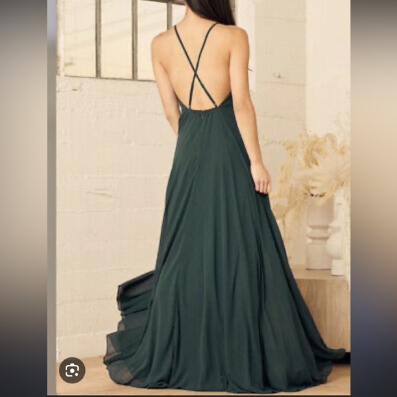 Lulus Hunter Green Maxi Cross back strap - Picture 2 of 4